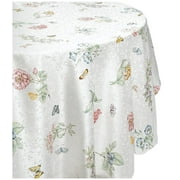 Linens Textiles Lenox Vinyl, 70 Inch Round Silver Tablecloth